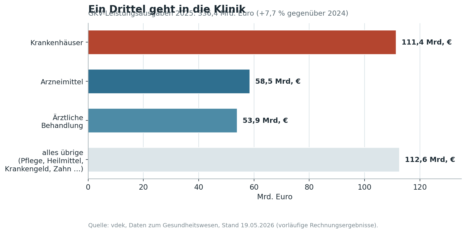 GKV-Leistungsausgaben nach Bereichen 2025